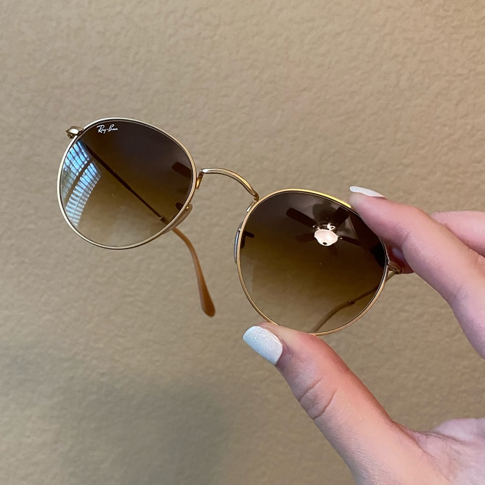 Ray-Ban brown gradient round metal sunglasses